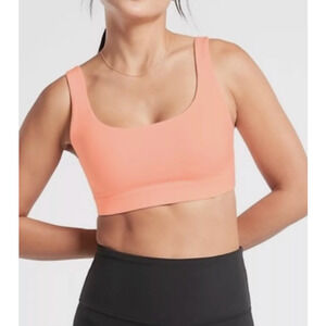 NWOT Athleta Exhale Bra Orange Coral Sports Bra D-DD+ Pilates Yoga Barre 2X‎